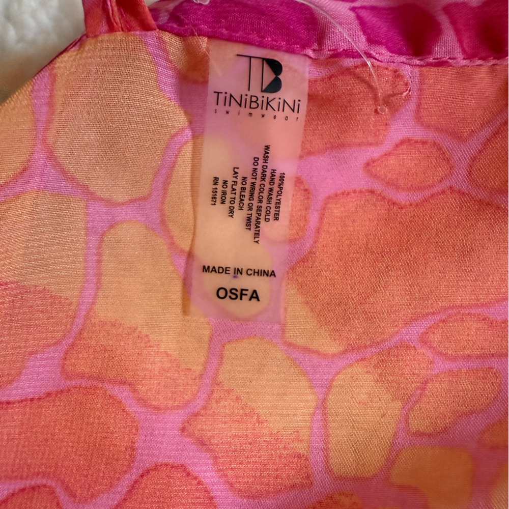 Tinibikini swim wrap cover up w/fringe hem. OSFM. NWT. Pink.Festival, beach, - Picture 8 of 8